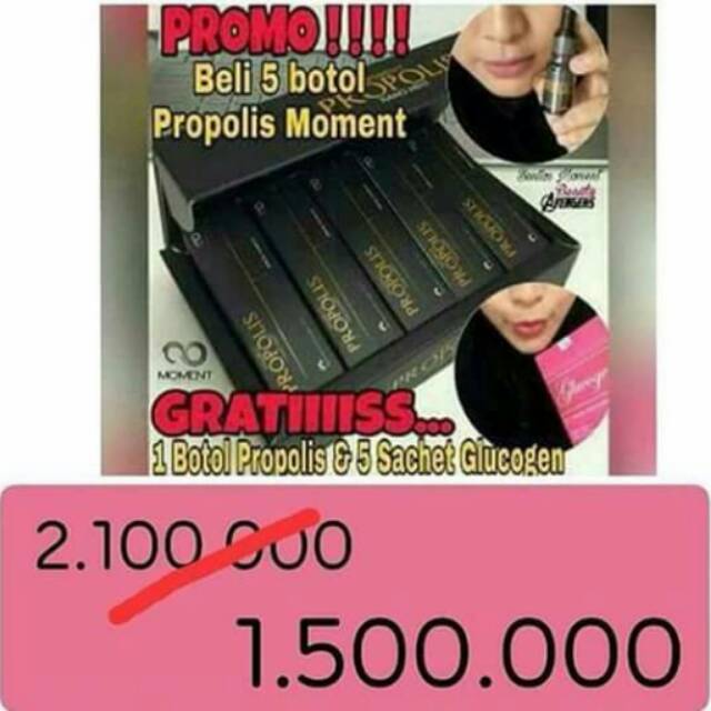 PROMO beli 5botol propolis moment FREE 1botol+1mini box glucogen