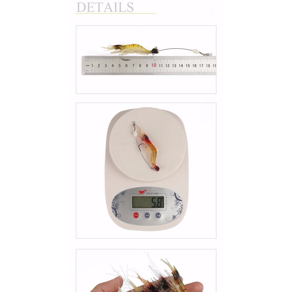 Termurah Luminous shrimp lure soft Umpan Udang Menyala Dalam Gelap Umpan Udang - Putih Abu