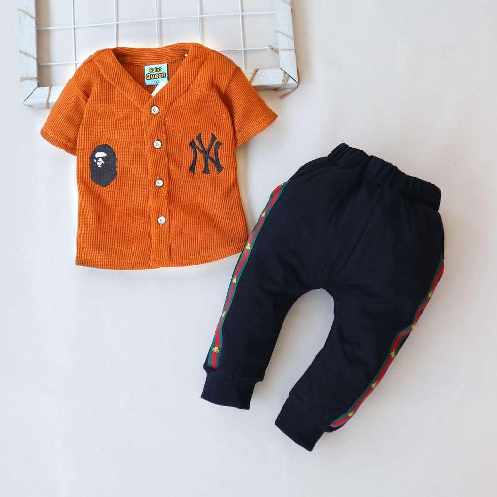SaintQueen Motif Baseball NY 02 / Setelan Baju Bayi 3 bulan - 4 Tahun Setelan Anak Laki-laki