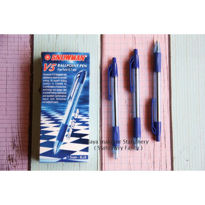 Pen (Pulpen) Snowman V5 (Tinta biru)