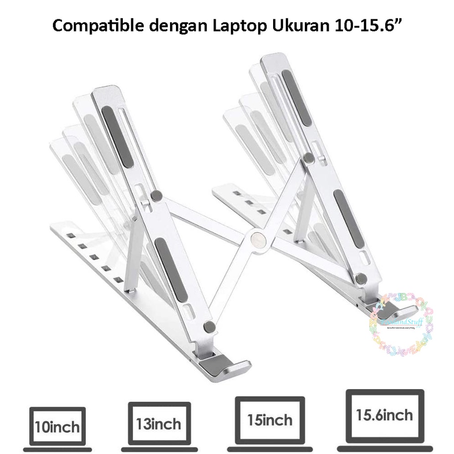 Laptop STAND HOLDER Dudukan Laptop Alumunium Foldable Macbook Ipad Asus Lenovo Acer