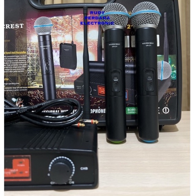 MICROPHONE MIC WIRELESS MIKROPON MIK TANPA KABEL SOUNDCREST UHF-21 ORIGINAL ORI BAGUS TERLARIS TERBAIK GARANSI