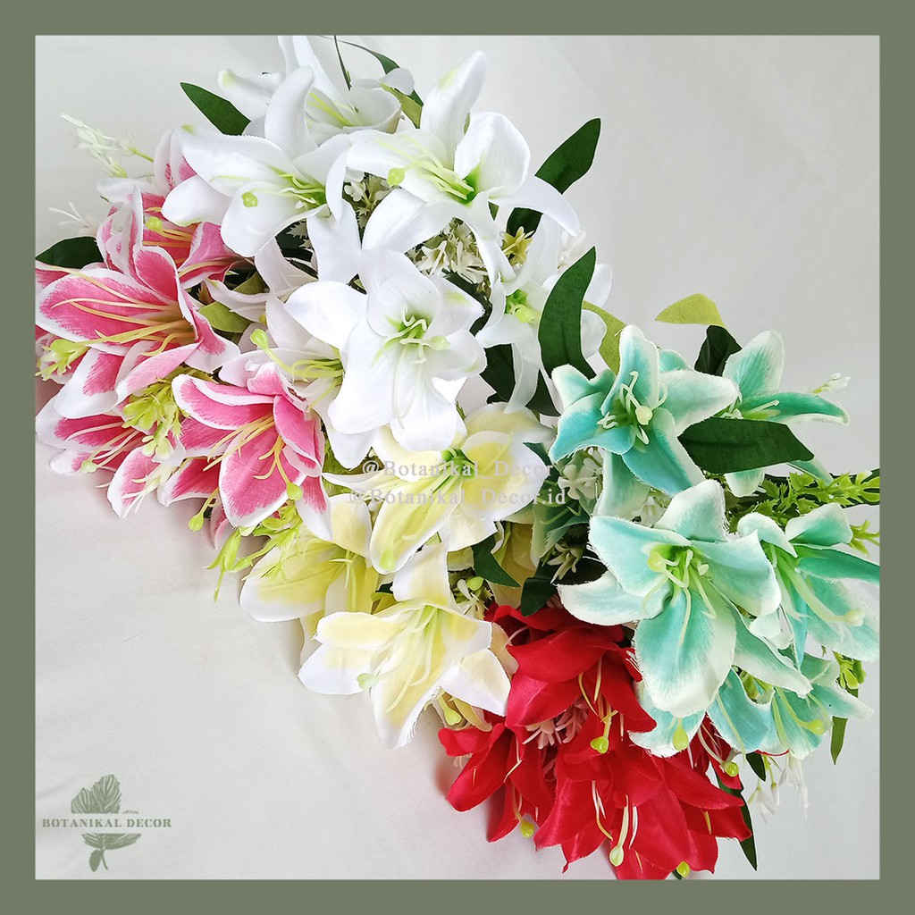 Jual Artificial Flower Lilium 7 Cabang Bunga Tanaman Palsu Plastik ...