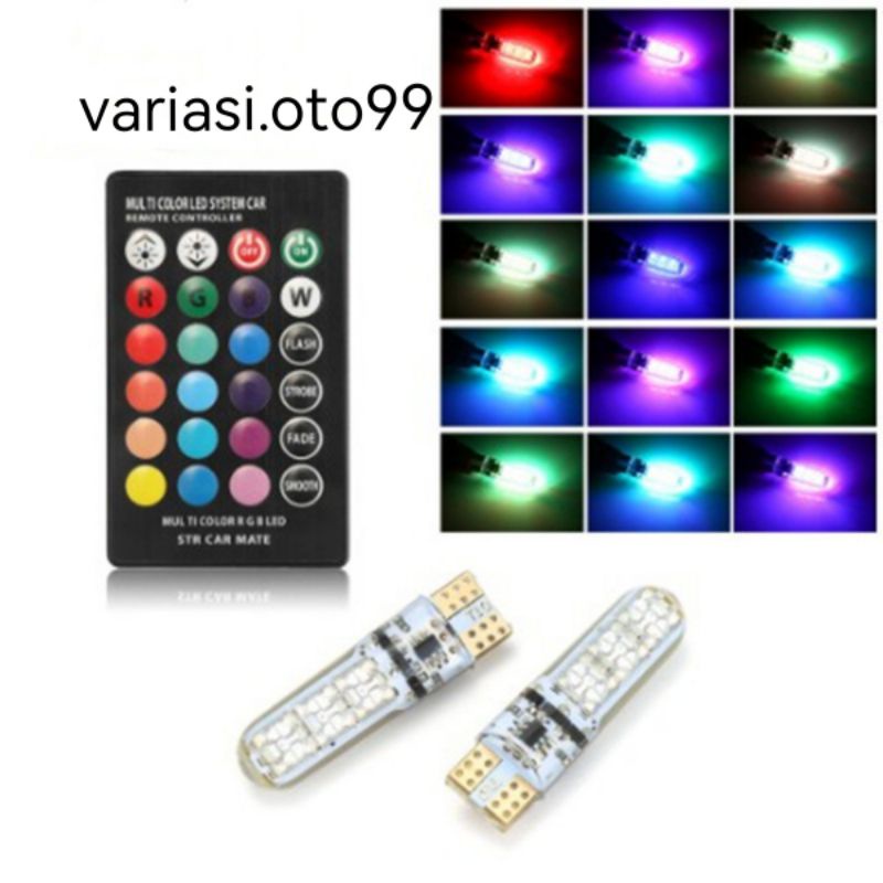 LAMPU LED SENJA KOTAK T10 SILICONE RGB REMOT COB DAN SMD 12VOLT