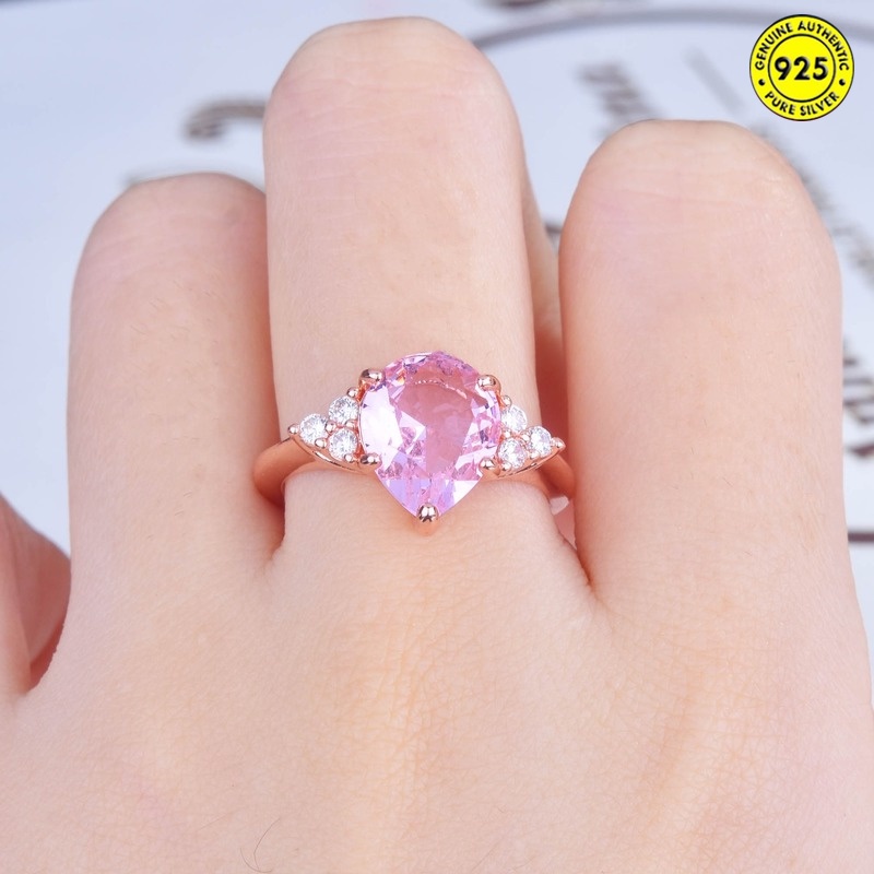 Cincin Berlian Warna Rose Gold Model Water Drop Pear