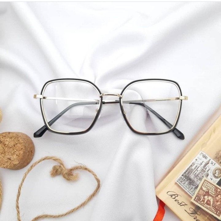 Photocromic...Kacamata Frame Kotak Trendy Wanita Vintage Korean Style High Class Quality
