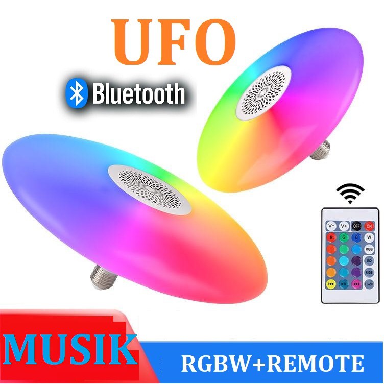 BOHLAM RGB LED MUSIK / LAMPU UFO SPEAKER MUSIK RGBW / LAMPU REMOTE WARNA WARNI