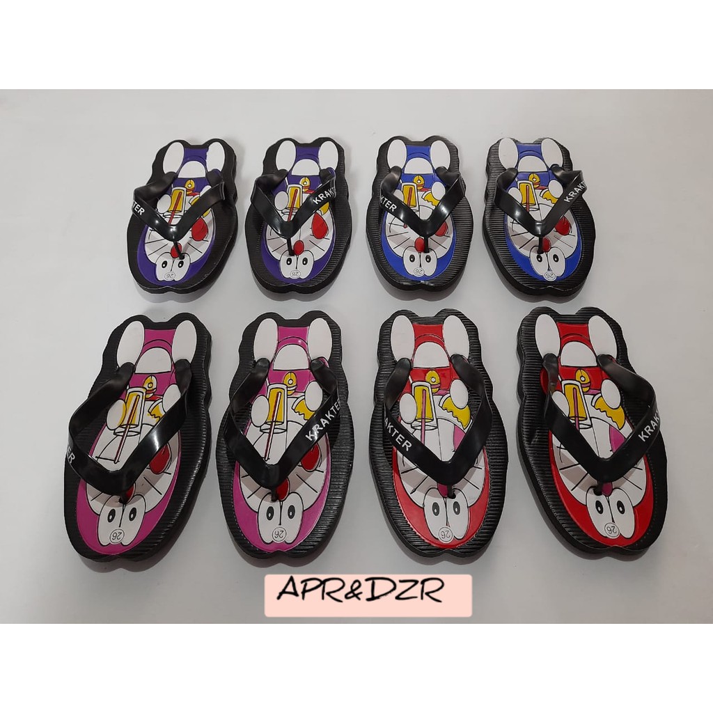 sandal anak krakter motif doraemon/sandal krakter murah/sandal anak lucu