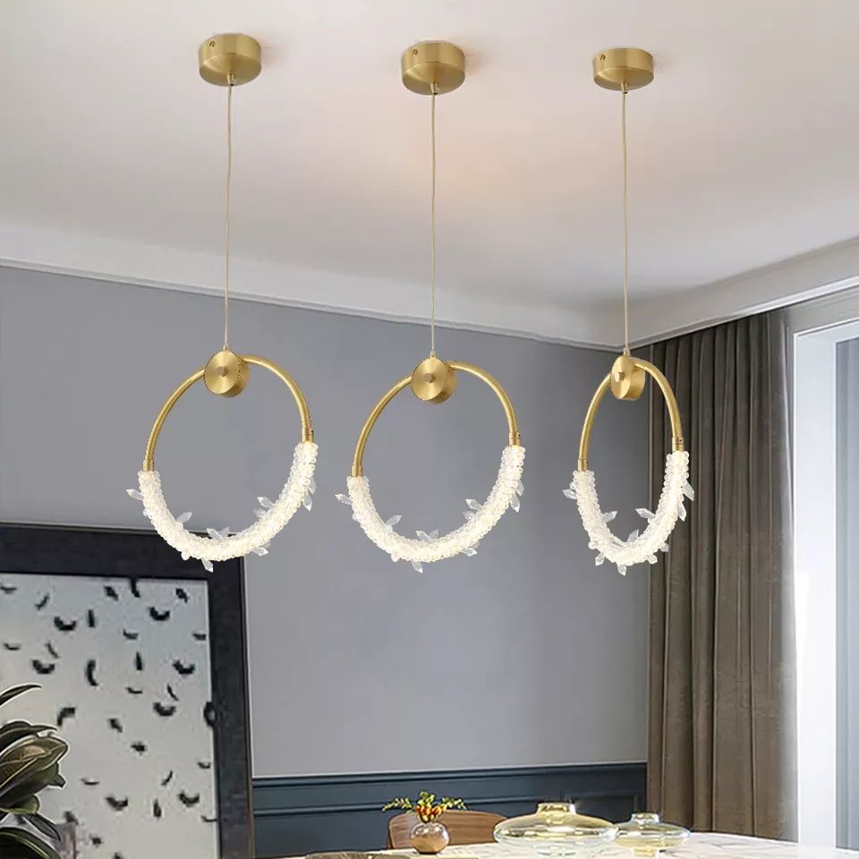 Lampu Gantung Hias Gold Ring Premium Chandelier Luxury Design Home