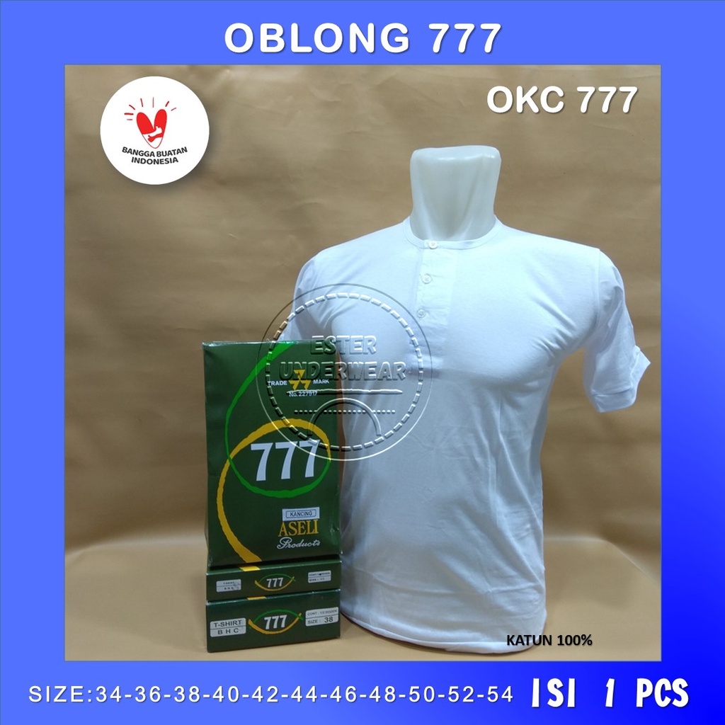 KAOS OBLONG PRIA 777 KANCING OKC 777  ISI 1 Pcs BAHAN KATUN