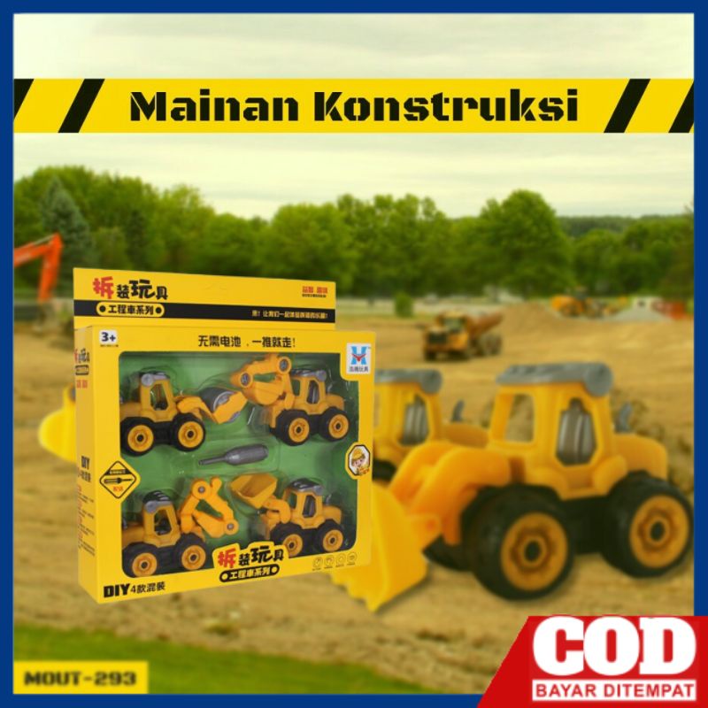 Mainan Mobil-Mobilan Anak MINIATUR TRUK MOBIL KONSTRUKSI Isi 4pcs