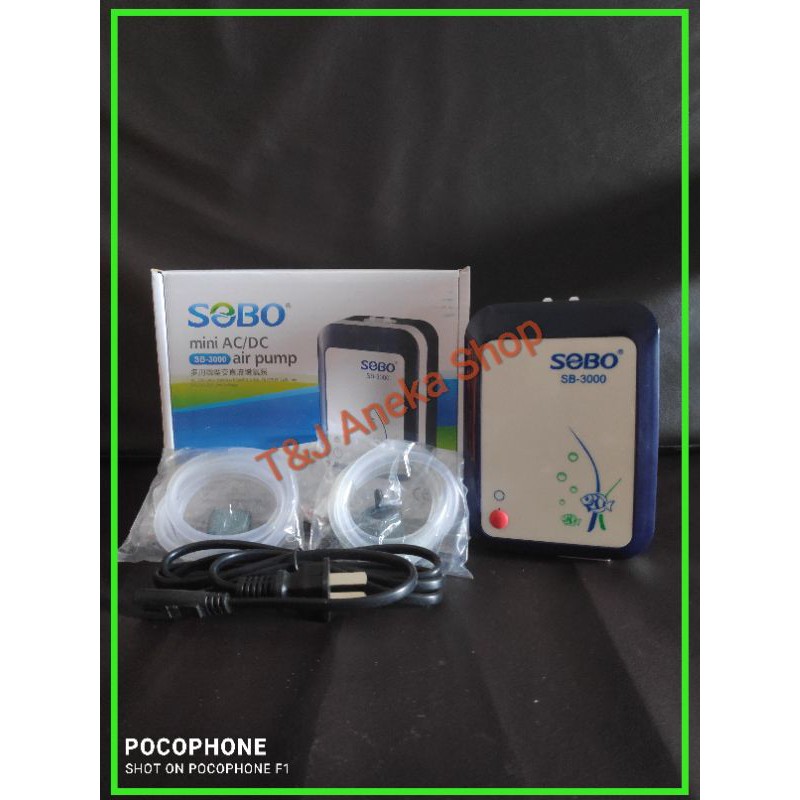 SOBO SB-3000 6603 - Aerator 2 Lubang AC DC - Pompa Udara Gelembung Ac Dc SOBO SB 3000
