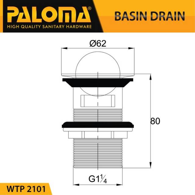 PALOMA WTP 2101 Afur Wastafel Kepala Sifon Pop Up Waste Avur Washtafel