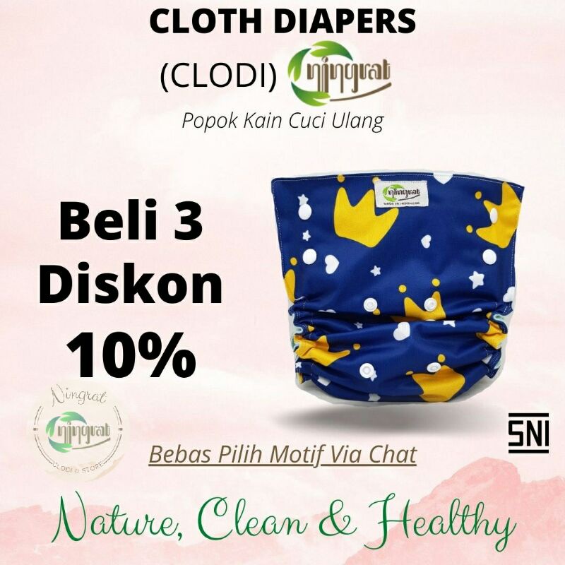 Clodi NINGRAT Pull Up Pant Popok Kain Bayi Cuci Ulang Insert Dan Cover 3-18 Kg