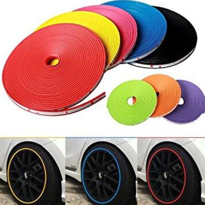 Stiker List Karet Velg Ban Mobil Aksesoris Variasi Pelindung Ban Mobil - Hijau