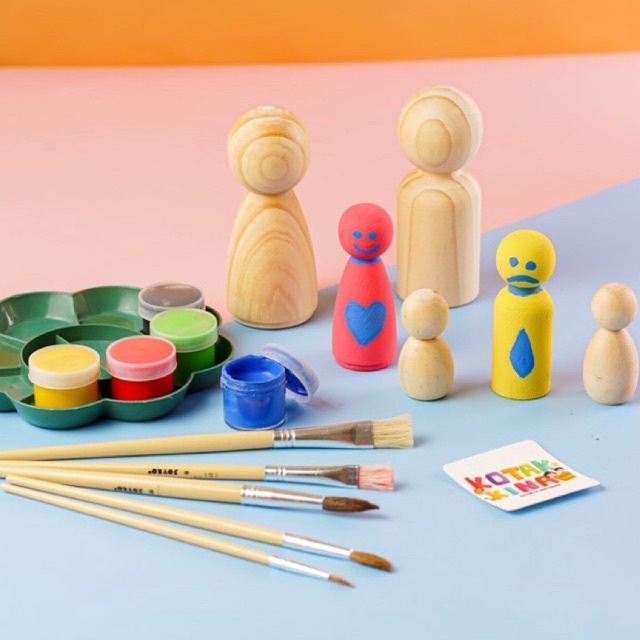 

Peg Doll Painting Kit/ Peg Doll Wooden/ Montessori/ Art Craft/ Aktivitas Anak