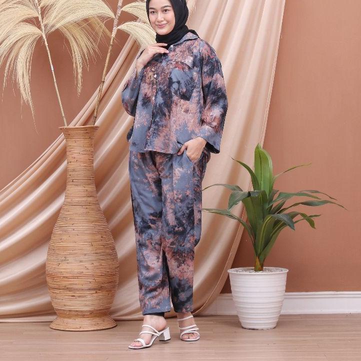 {Langsung Pesan} JUMBO Babydoll Setelan Panjang Tie Dye PREMIUM SET TIEDYE PANJANG HIJAB PAJAMAS PIY