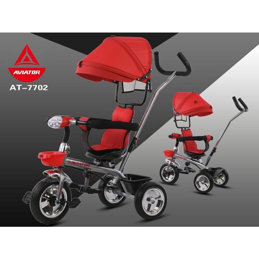 Sepeda Anak Bayi Balita Dorong Roda 3 Tricycle Aviator AT7702 Lampu Musik Kursi Putar By Pacific-3