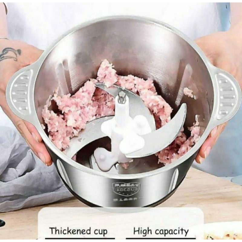 Meat Grinder Chopper Blender Penghalus Daging Bumbu Stainless - 2 Liter MKC118