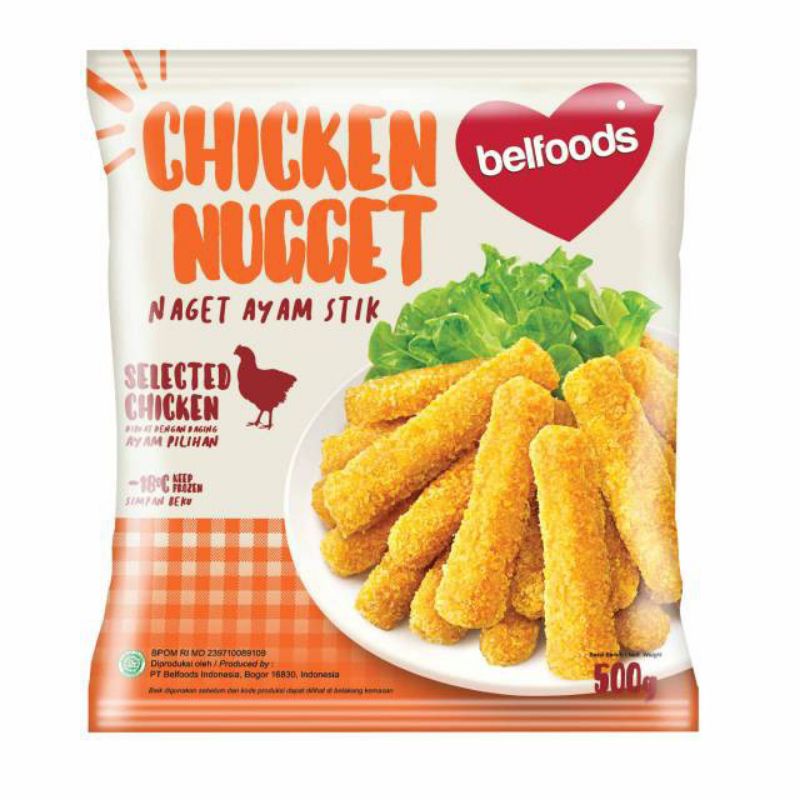 

Belfoods Chicken Nugget Stick 500gr / Naget Ayam Bentuk Stik / Nuget