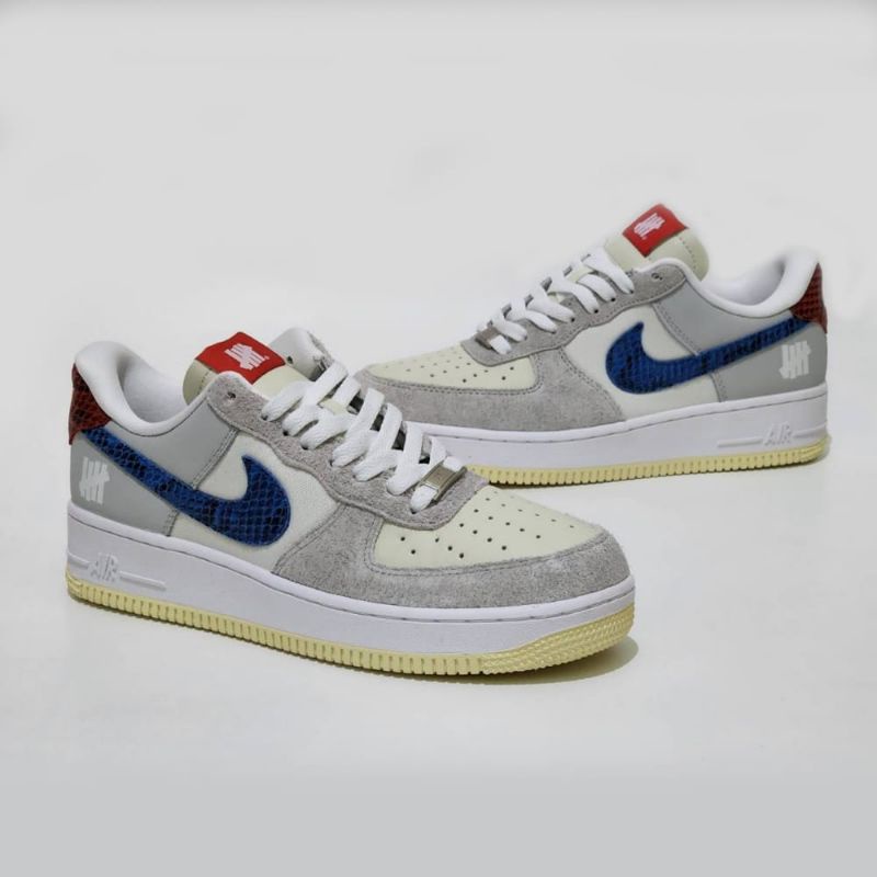 Sepatu Undefeated x Nike Air Force 1 Low "5 On It" Deep Bright Grey Blue Crimson Premium Quality