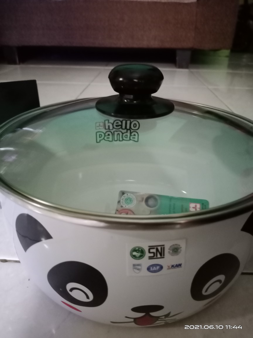 Maspion Hello Panda Panci Enamel 22 Cm