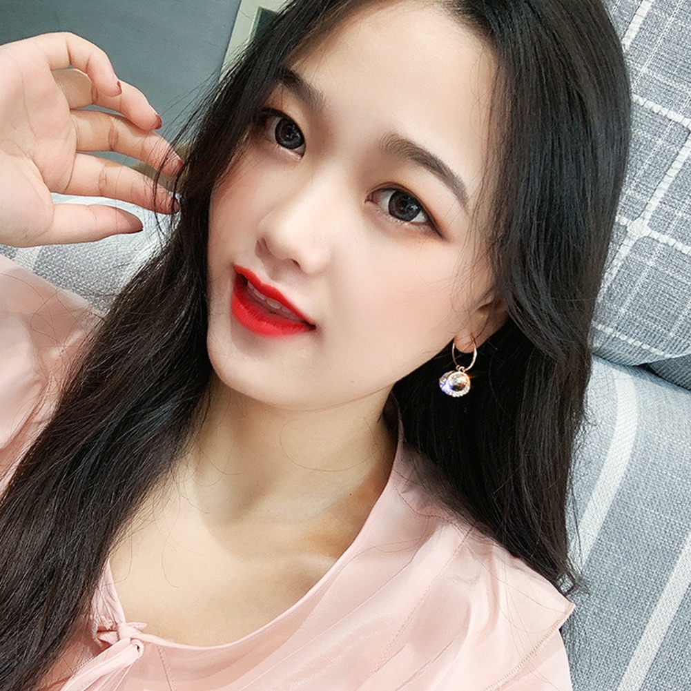 Hu Hu Hu Hu Hu Alat Bantu Pasang Kacamata♡ Anting Bulat Gantung Wanita Desain Geometri Hias Berlian Imitasi Elegan Untuk Hadiah