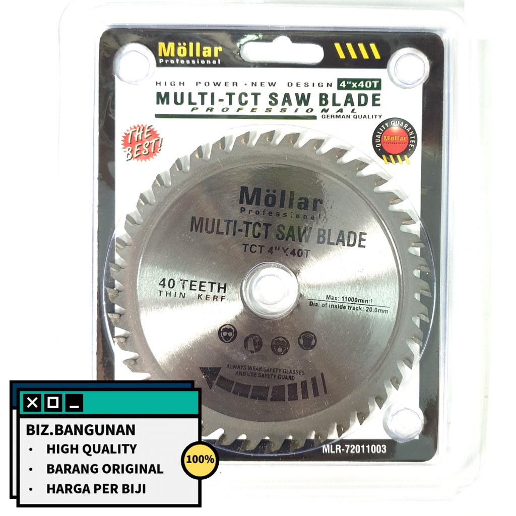 MATA PISAU MOLLAR 4&quot; X 40T - TCT GERGAJI POTONG - CIRCULAR SAW BLADE