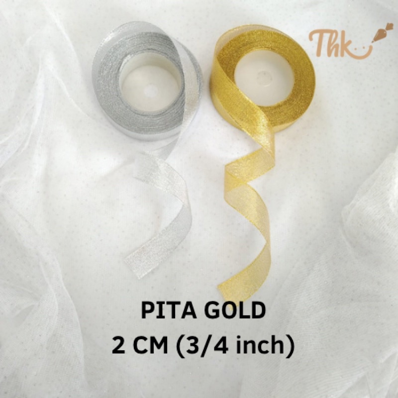 

Pita Kain Ribbon Gold Emas Silver Perak