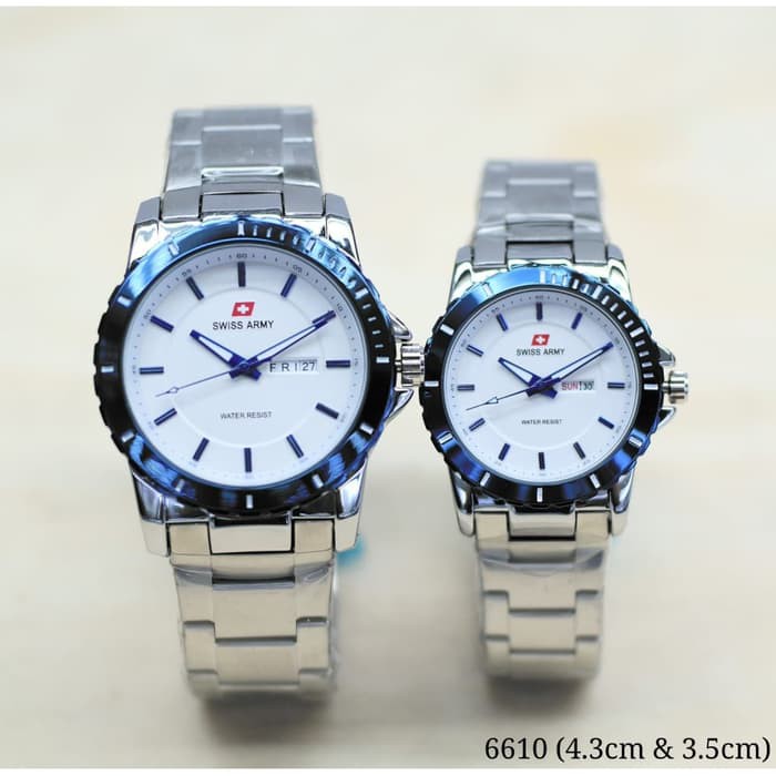 JAM TANGAN COUPLE SA 6610 RANTAI TERBARU TANGGAL HARI RANTAI ANALOG ADA 2 WARNA GRATIS ONGKIR