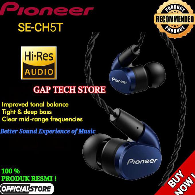 Pioneer Se Ch5t Hi Res In Ear Ergonomic Tangle Resistant Headphones Shopee Indonesia