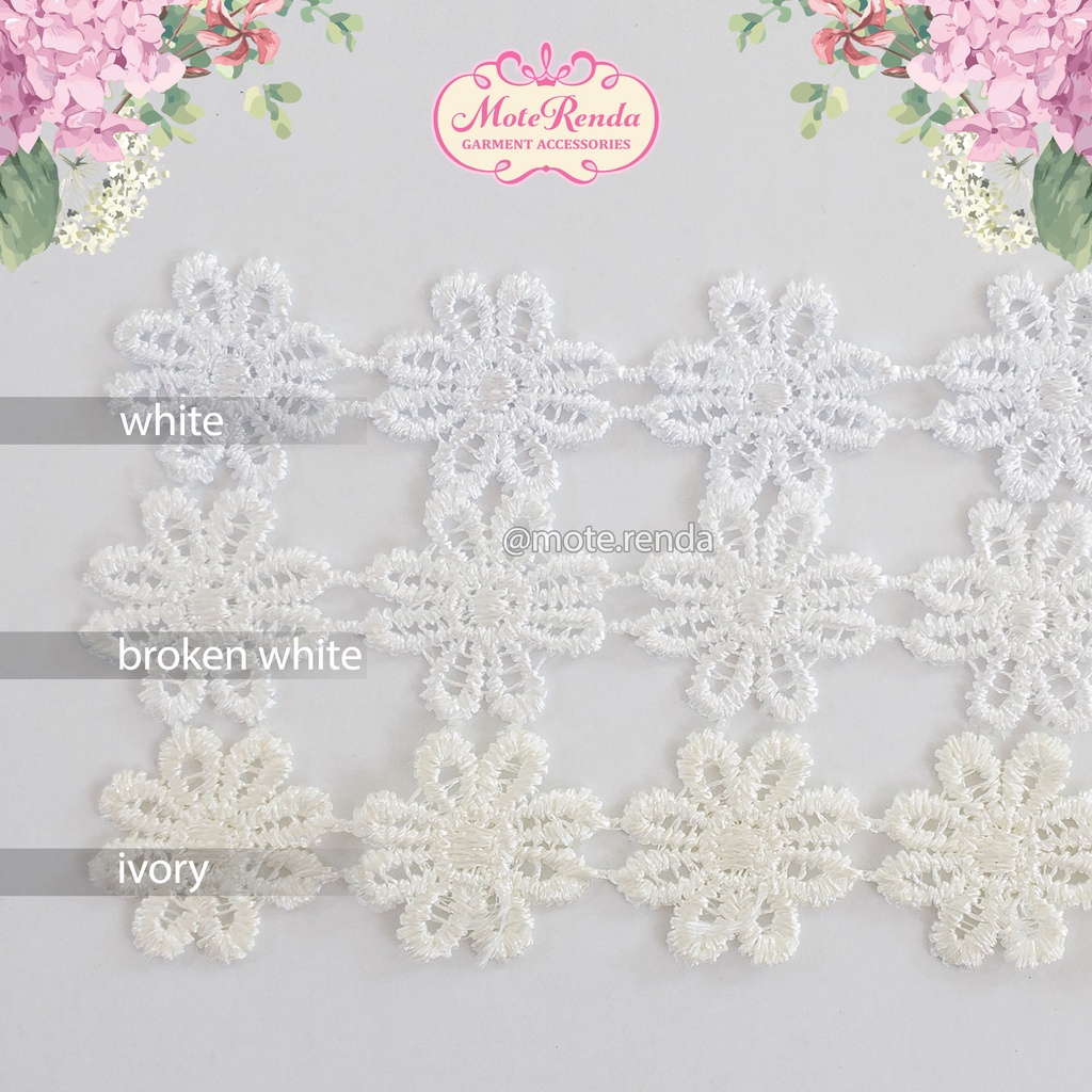 Renda giper/gyper melati, lebar 2.5cm (harga per 50cm) kode 5GMA25