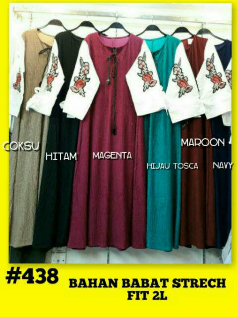 Gamis Bahan Babat Bordir Bunga Shopee Indonesia