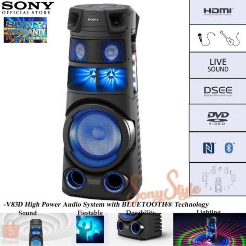 SONY KARAOKE BLUETOOTH SPEAKER Hifi HIGH POWER AUDIO SYSTEM  MHC-V83D