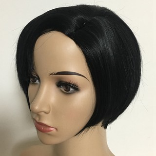 Wig Rambut  Pendek  Lurus Warna  Hitam  Ukuran 10 Inci 