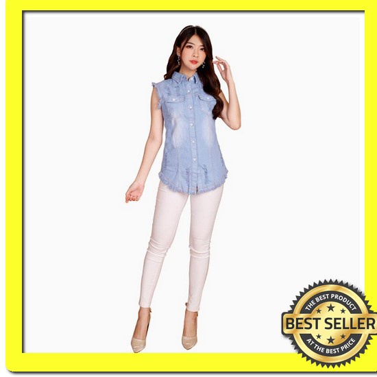 Lucysa Dress Outer Organza Silk Premium ( Bisa Outernya Aja Bisa Satu  Jaket Rompi Jeans Washed Wani
