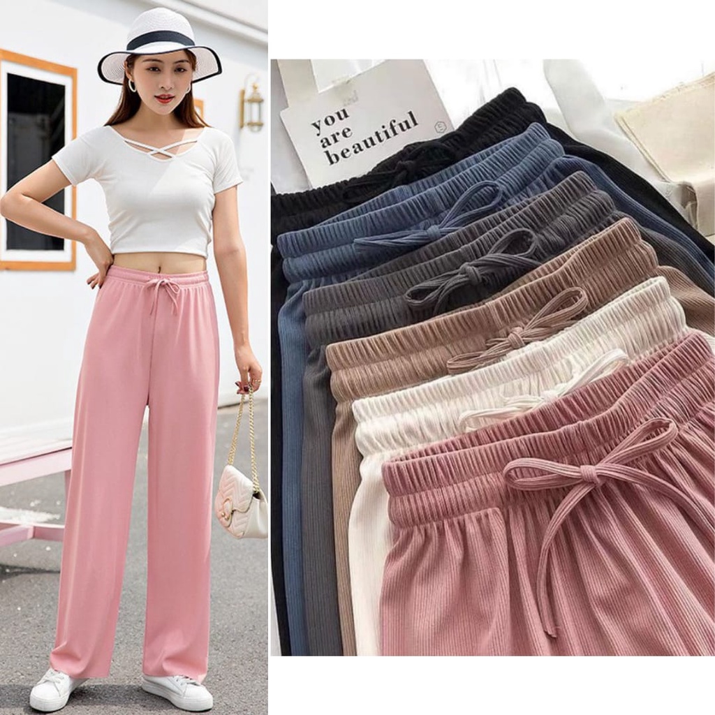 Korean Long Pants / Celana Culotte Wanita / Celana Kulot Knit Kiyora Premium Long Pants / Jolla Pants