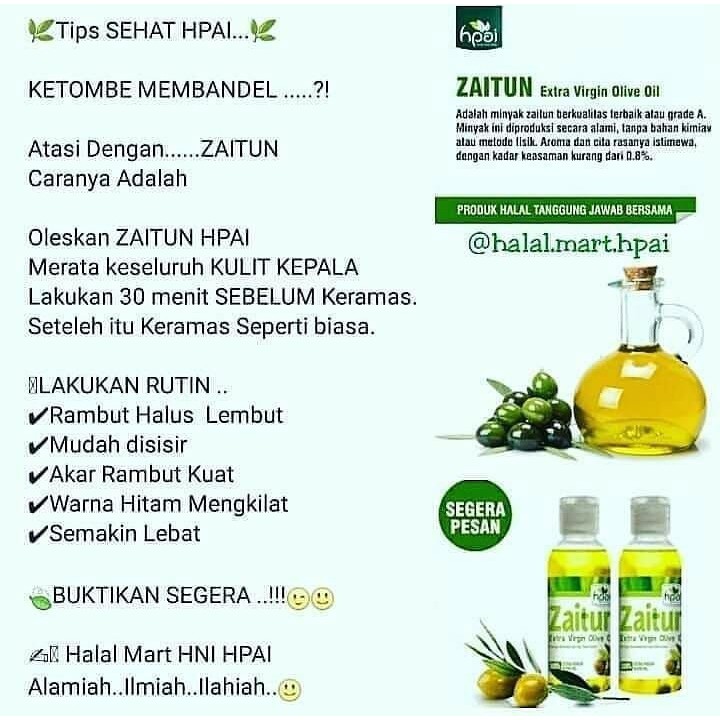 Hpai Hni Minyak Zaitun Extra Virgin Olive Oil Hpai Asli Minyak Zaitun Murni Cair Herbal Kesehatan Shopee Indonesia