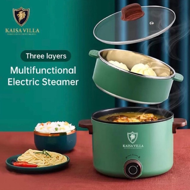 FOOD STEAMER ALAT PENGUKUS / PANCI ELECTRIK 3 TINGKAT MAKANAN STAINLESS STEEL TEMPAT PEMANAS ANTI KO