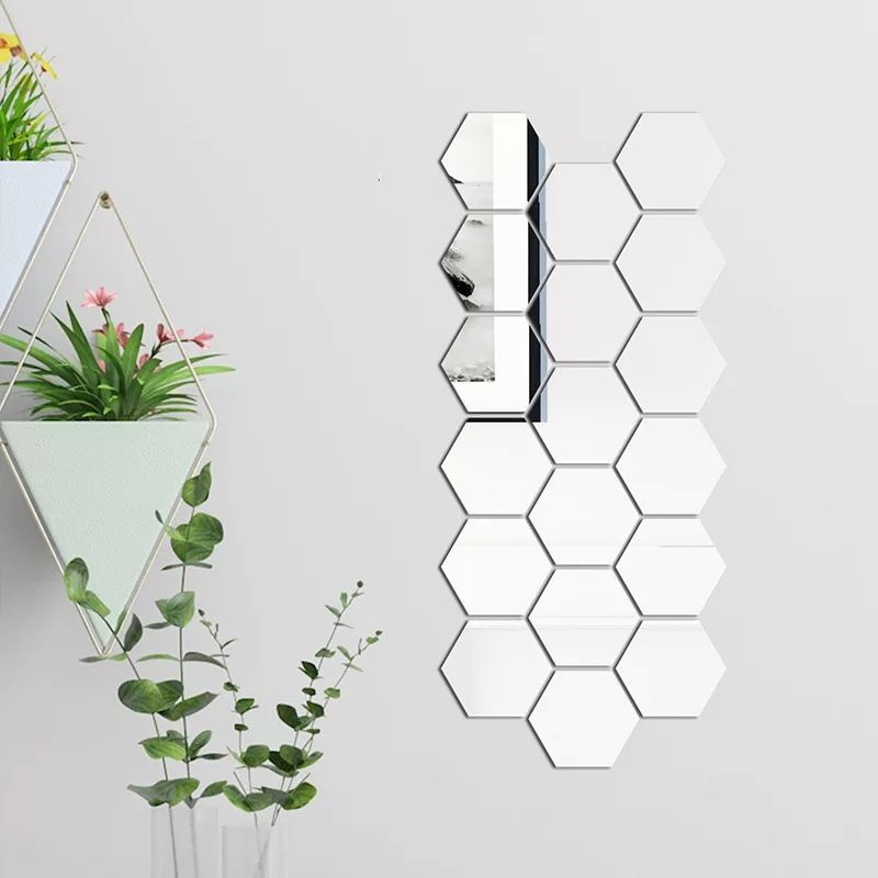 HIASAN DINDING ACRYLIC AKRILIK HEXAGONAL SEGI ENAM CERMIN KACA IMPOR MIRROR WALL STIKER