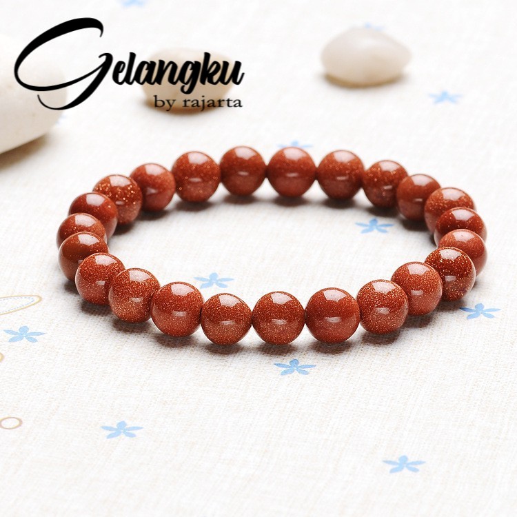 Gelang Batu Natural Gold Sand 4 - 12Mm