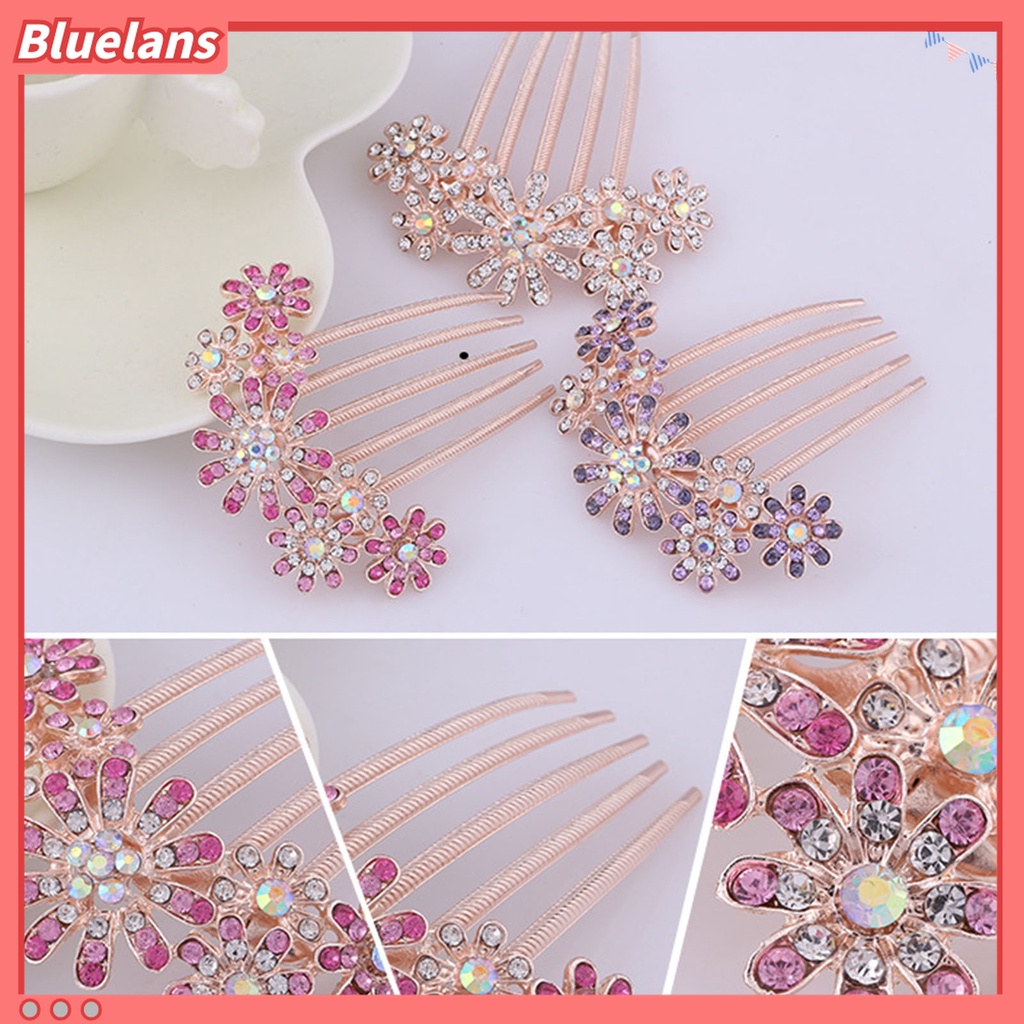 Bluelans Sisir Rambut Berlian Imitasi Model Gigi Lima Untuk Aksesoris Styling