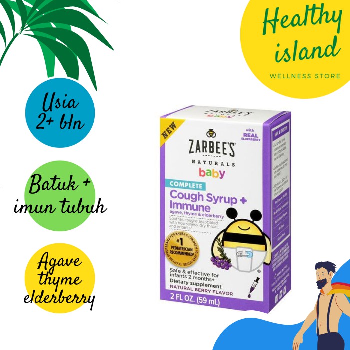 Obat Batuk Bayi Umur 2+ Bulan Sirup Zarbee's Baby Cough Immune Syrup