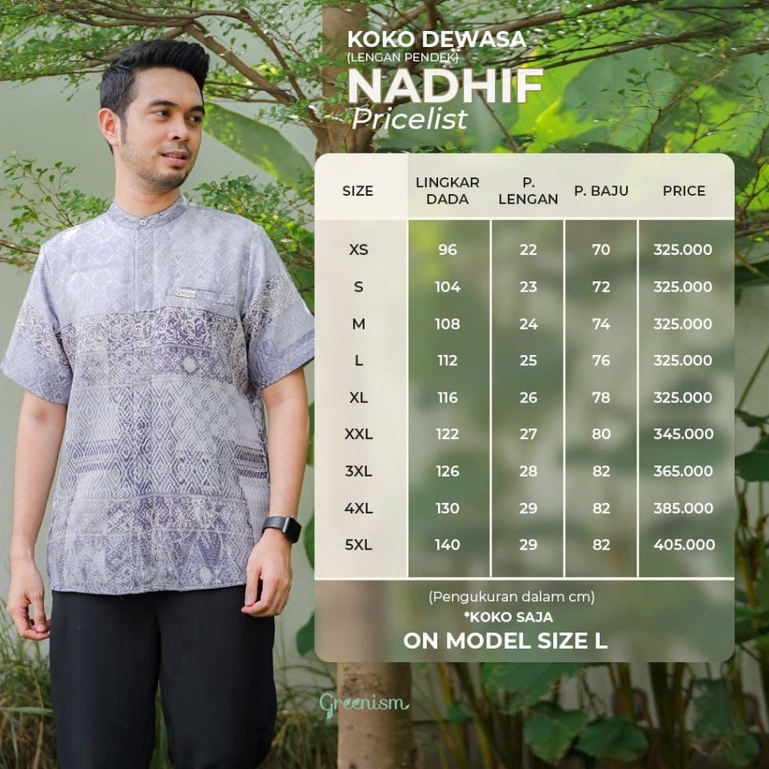 Greenism Sarimbit Motif Nadhira &amp; Nadhif Koko Dad Short Quality Premium Syari'i -  Family Set Sarimbit Greenism