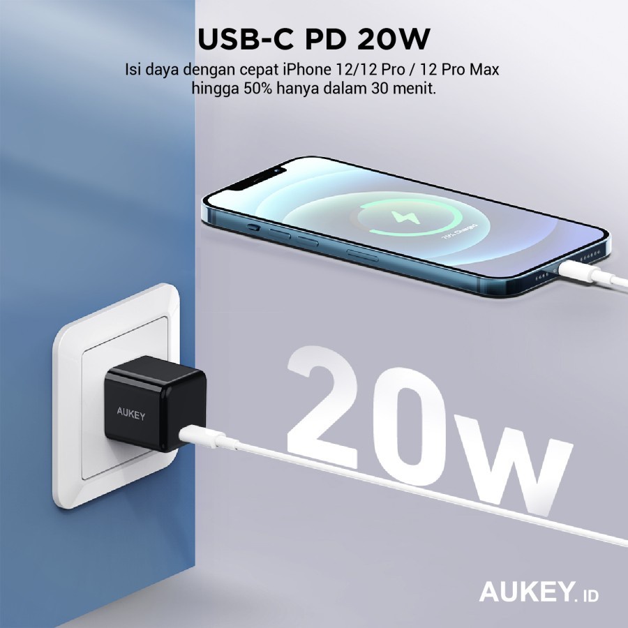 Aukey PA-F5 Charger USB-C Garansi Resmi