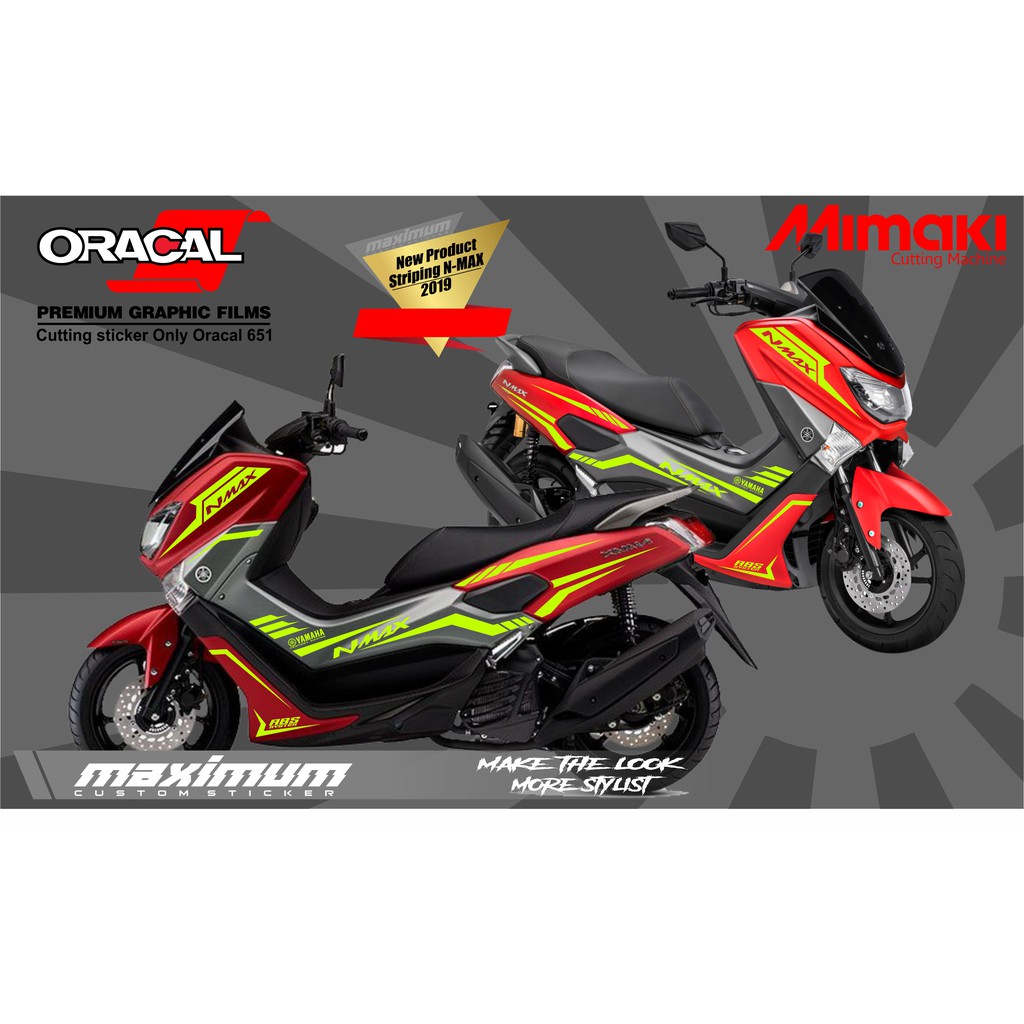 CUTTING STICKER NMAX MERAH - STRIPING STIKER HIJAU STABILO NMAX
