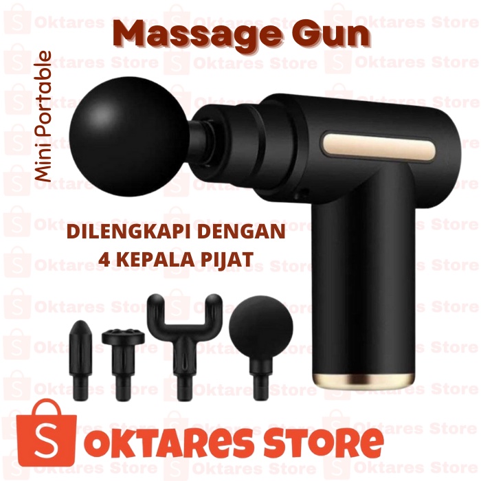 Massage Gun Alat Pijat Elektrik Portable 4 in 1