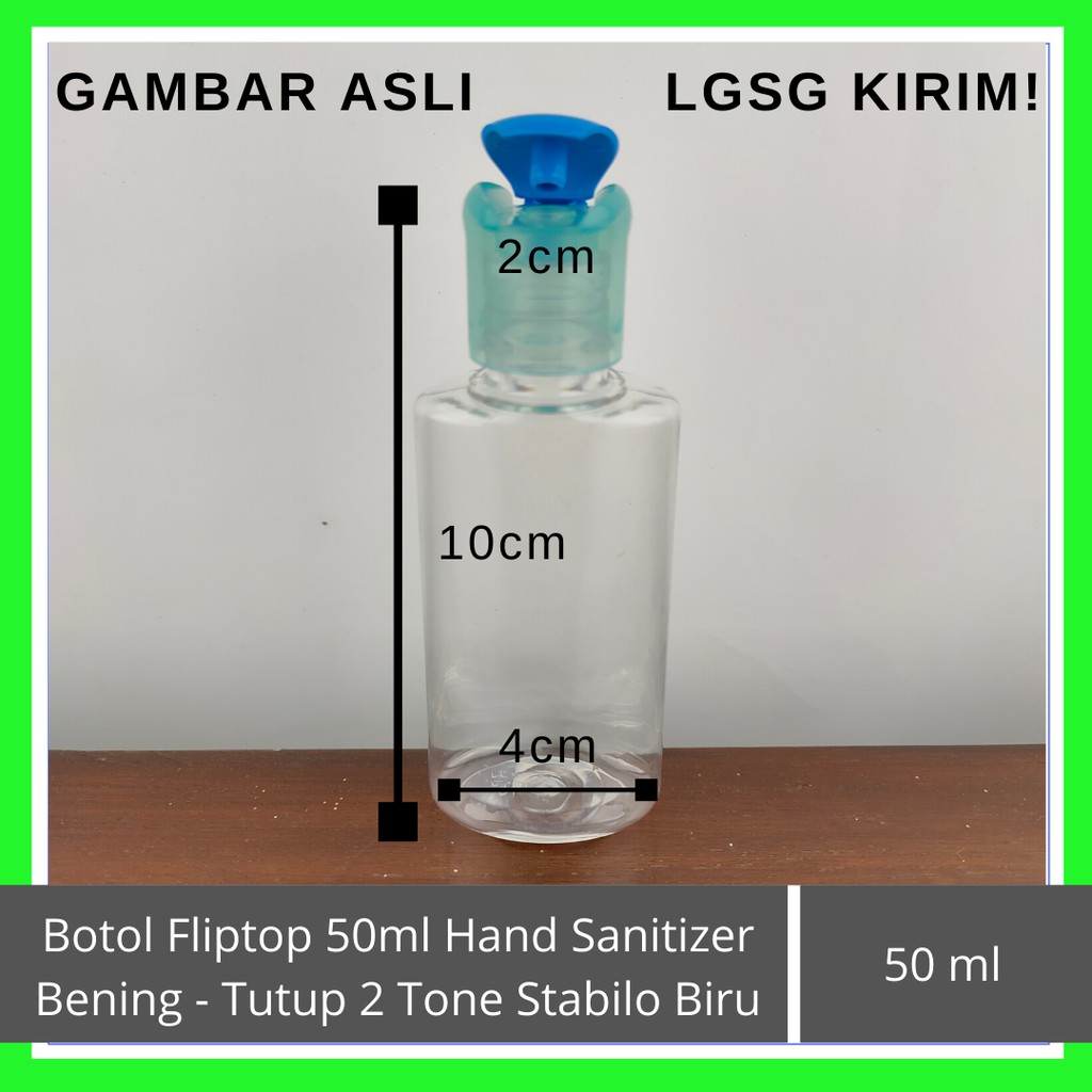 Botol PET 60ml Bening Fliptop Tutup 2 Tone Hand Sanitizer Sabun Lotion Toner Shampoo HARGA GROSIR