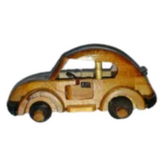 MINIATUR KAYU MOBIL VW KODOK UKURAN SEDANG 21 x 7 x 6 cm - PAJANGAN DEKORASI RUMAH MURAH SOUVENIR