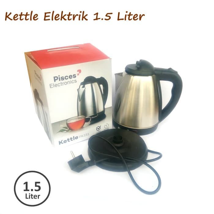 Pisces Kettle 1.5 Liter Double Wall Inner Stainless Teko Elektrik